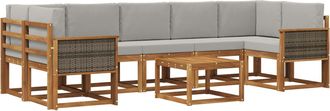 vidaXL Conjunto De Sof&aacute;s De Exterior 6 Uds. Natural Y Gris Claro Vidaxl