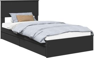 vidaXL Cama Con Almacenamiento Negro 100 X 200 Cm Madera De Ingenier&iacute;a Vidaxl