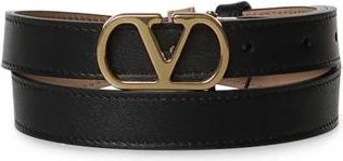 Valentino Garavani VLogo Signature Omkeerbare Riem - Dames - Riemen - Zwart - 80 CM - Leer - Accessoires