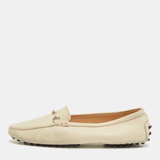 Tod's Tods Cream Nubuck Leather Loafers