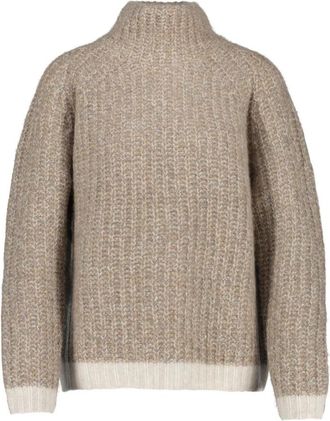 Hemisphere Cashmere en katoenen coltrui - Dames - Cashmere truien - Bruin - M - Katoen - Truien & Vesten