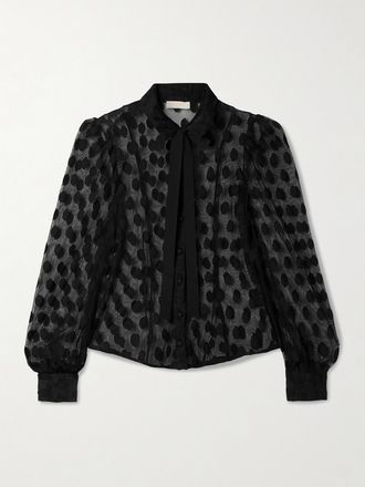 Ulla Johnson Blusa In Mesh Fil Coupé Con Fiocco Soraya - Nero