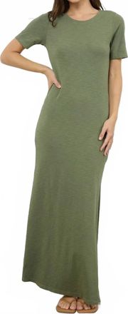 La Made Damien Heavy Slub Dress In Olive