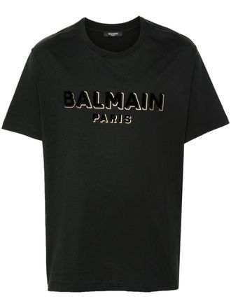 Balmain T-shirt in cotone con logo - Nero