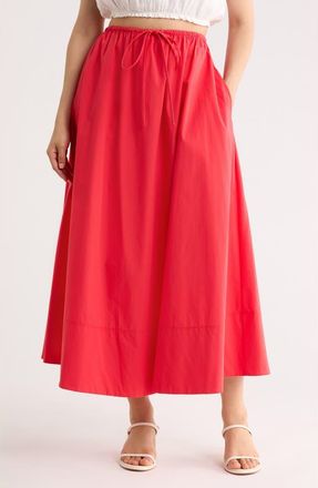 Renee C Cotton Poplin Maxi Skirt in Tomato at Nordstrom Rack, Size X-Small