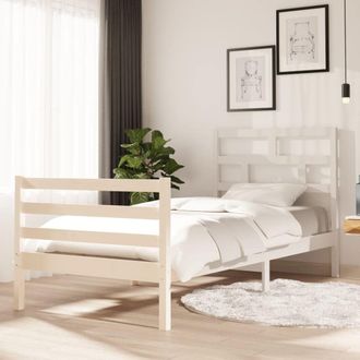 Berkfield Home Bed Frame White Solid Wood Pine 90x200 cm