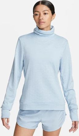Nike Therma-FIT Swift Top Womens Blue Stripe Thumbhole Turtleneck SRT609
