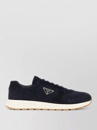 Prada renylon and suede low top sneakers