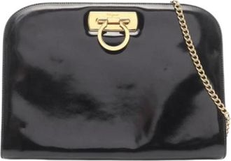 Ferragamo Pre-owned Clutches, female, Black, Size: ONE SIZE Pre-owned Patent Leather Shoulder Bag