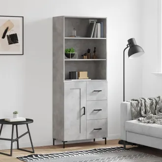 vidaXL Vidaxl - Aparador Alto Madera Contrachapada Gris Hormig&oacute;n 69,5x34x180 Cm