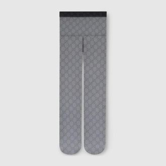 Gucci Printed Stretch Nylon Tights, Black