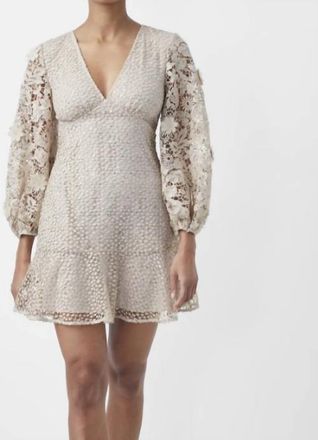 French Connection Caballo Sequin V-Neck Dress In Nude