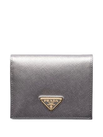 Prada triangle-logo leather wallet - Grigio