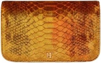 Elisabetta Franchi Fluwelen Crossbody Tas met Croco-Print Textuur - Dames - Portefeuilles - Oranje - ONE Size - Katoen - Accessoires