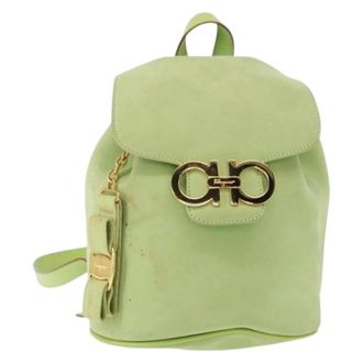 Ferragamo Pre-owned Backpacks, female, Green, Size: ONE SIZE Pre-owned Suede Backpack