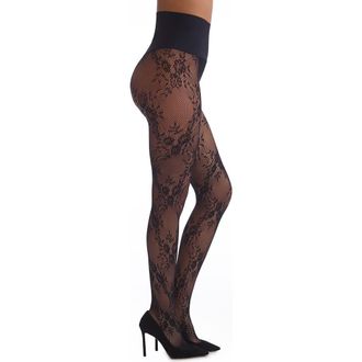 Commando Floral Net Tights in Black at Nordstrom, Size X-Large