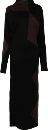 Philosophy di Lorenzo Serafini Knitted Dresses, female, Black, Size: M Geometric Patterned Knit Maxi Dress