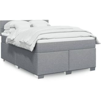 vidaXL Vidaxl - Cama Box Spring Con Colch&oacute;n Tela Gris Claro 140x200 Cm