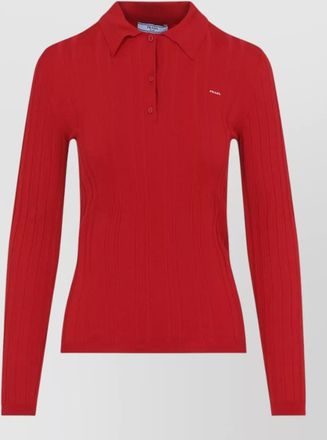 Prada ribbed slim-fit long-sleeve polo shirt