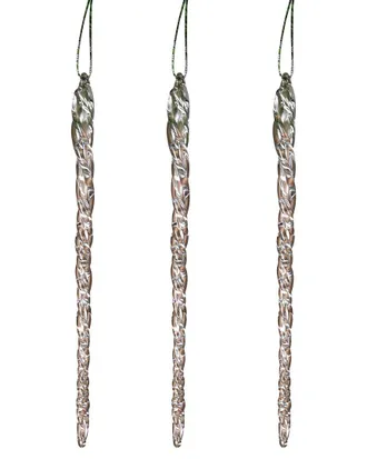 Gerson International 20-Pack, Real Spun Glass Hanging Icicle Ornaments (Set Of 3, 60Pc Total)