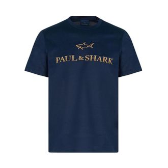 Paul & Shark Double Mercerised Shark T Shirt - male - Paul & Shark - T-Shirts - Blue - 3XL - Tops