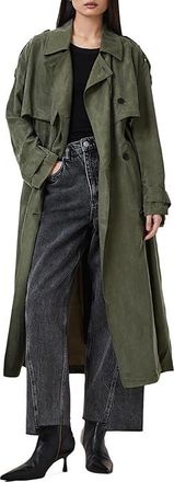 AllSaints Linnie Trench Womens Vest Grape Leaf Green : LG, Lyocell/Modal