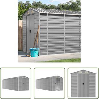 vidaXL Casetta in acciaio zincato - Casetta da giardino grigio chiaro 191x640x198 cm in acciaio zincato