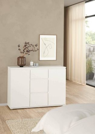 Dmora Aparador Dmora Con Puertas Y Cajones, Color Blanco, 119,45 X 83,7 X 40 Cm, Con Embalaje Reforzado