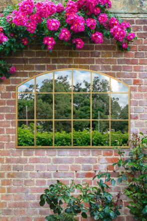 MirrorOutlet Gold Framed Arched Wall Garden Mirror 43 X 29 (110CM X 75CM) | Size: 1 Pack