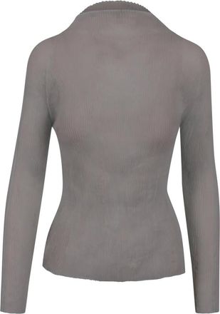 Issey Miyake Overhemden, Dames, Grijs, M, Blouse met wijde hals