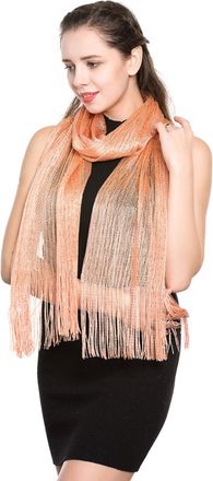 World of Shawls Scarfs and Wraps for Evening Dresses - Sheer Bridal Womens Scarves for Prom, Wedding, Party (Peach)