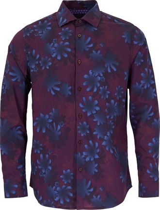 Lords of Harlech Norman Button-Up Shirt in Ramble Floral Plum at Nordstrom, Size Xx-Large