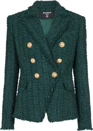 Balmain Tweedjas met 6 knopen - Dames - Blazers - Groen - XS - Tweed - Jassen