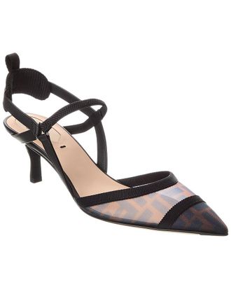 Fendi Fendi Colibri Lite Ff Mesh & Leather Slingback Pump