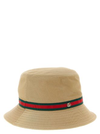 Gucci Web Tape Grosgrain Bucket Hat - Beige