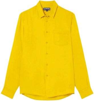 Vilebrequin Linnen Shirt Effen - Heren - Overhemden - Geel - Maat: L Linnen