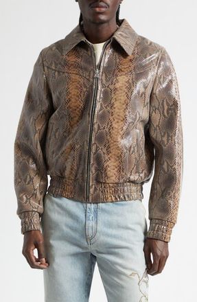 Amiri Snake Embossed Leather Western Jacket in Brown Multi at Nordstrom, Size 42 Us