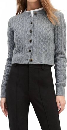 Favorite Daughter Eleanor Classic Cable-Knit Cardigan In Heather Grey