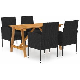 vidaXL Juego De Comedor De Jard&iacute;n 5 Piezas Negro Vidaxl
