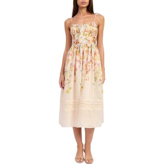 En Saison Kacey Floral Fit & Flare Midi Dress in Ivory Floral Multi at Nordstrom, Size X-Small