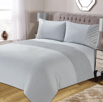 Lewis's Isla Pinsonic Panel Bedding - Silver - Double | TJ Hughes