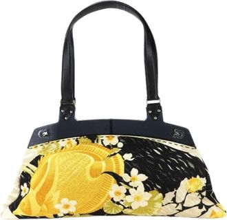 Ferragamo Pre-owned Handbags, female, Multicolor, Size: ONE SIZE Pre-owned Gancini Canvas Leather Tote Bag