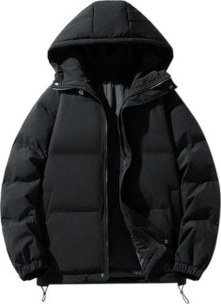 Generic Quilted Jackets for Women Hooded Puffer Down Winter Coat Ladies Full Zip Padded Hoodie Top Plain Coats Lightweight Waterproof Jacket Warm Puffer Hoodi