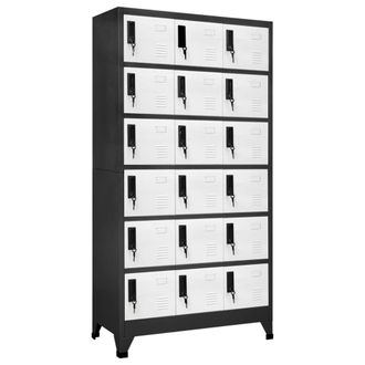 Berkfield Home Locker Cabinet Anthracite & White 90x40x180 cm Steel in Charcoal | Size: 90 x 40 x 180 cm