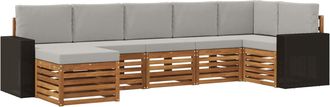 vidaXL Conjunto De Sof&aacute;s De Exterior 7 Uds. Natural Y Gris Claro Vidaxl