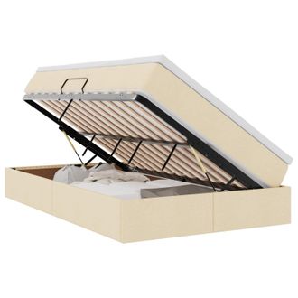vidaXL Cama Con Almacenamiento Y Colch&oacute;n Crema 120 X 190 Cm Poli&eacute;ster Vidaxl