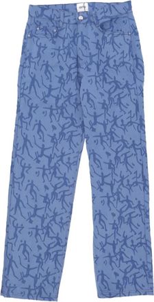 Arte Blauwe All Over Geborduurde Herenbroek - Heren - Regular Fit Jeans - Blauw - W28 - Katoen - Jeans