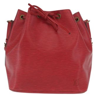 Louis Vuitton Petit Noe Monogram Canvas Red Leather Handbag (Pre-Owned)