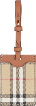 Burberry Womens Leather Luggage Tag Saddle Brown Cotton Suitcases
