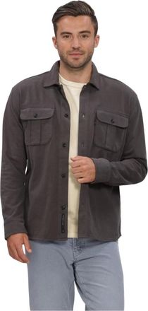 Butcher of Blue Overhemden, Heren, Grijs, M, Katoen, Phil Peached Jersey Overshirt